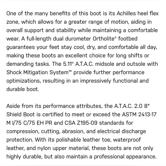 5.11 Tactical ATAC 2.0 8” Shield Black Boots main image 8